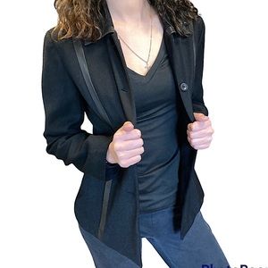 EUC Rena Rowan Wool and Faux Leather Blazer